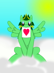 Size: 3024x4061 | Tagged: safe, artist:tacomytaco, oc, oc only, oc:taco.m.tacoson, pegasus, pony, belly button, cloud, heart, high res, mouth hold, solo, spread wings, wingboner, wings