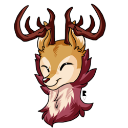 Size: 512x512 | Tagged: safe, artist:allocen, oc, oc only, oc:wisteria evergreen, deer, antlers, buck, eyes closed, fluffy, male, smiling, solo, telegram sticker, wings