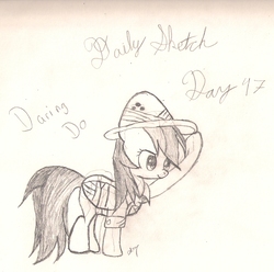 Size: 1452x1438 | Tagged: safe, artist:silversthreads, daring do, pegasus, pony, g4, daily sketch, female, mare, sketch, solo, traditional art