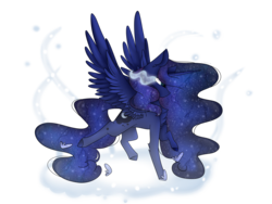 Size: 4000x3000 | Tagged: safe, artist:scenicstar, princess luna, alicorn, pony, g4, collaboration, female, glowing eyes, solo