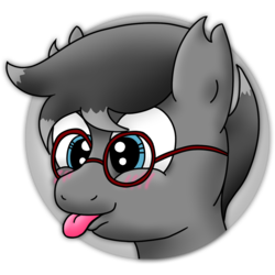 Size: 1300x1300 | Tagged: safe, artist:deltaryz, oc, oc only, oc:zenfox, pony, :p, avatar, blushing, commission, cute, glasses, male, profile picture, simple background, solo, tongue out, torn ear, transparent background