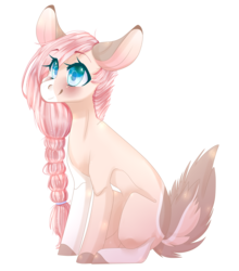 Size: 1809x2054 | Tagged: safe, artist:nightstarss, oc, oc only, earth pony, pony, colored pupils, deer tail, female, mare, simple background, sitting, smiling, solo, transparent background