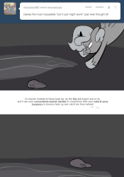 Size: 666x950 | Tagged: safe, artist:egophiliac, princess luna, pony, moonstuck, g4, animated, ask, baby blanket, fail, falling, female, filly, gif, grayscale, lunar map, monochrome, solo, tumblr, water, woona, younger