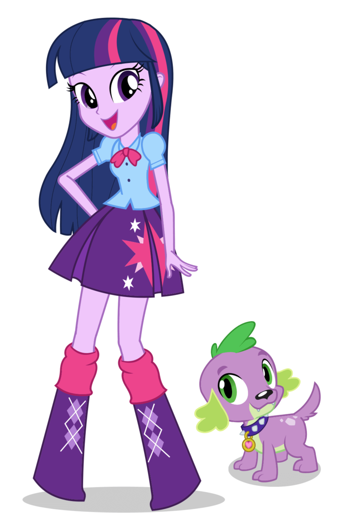 #1378214 - safe, spike, twilight sparkle, dog, equestria girls, bowtie
