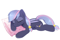 Size: 2500x1667 | Tagged: safe, artist:moozua, oc, oc only, oc:starway, bat pony, pony, pillow, simple background, sleeping, solo, transparent background