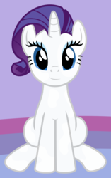 Size: 1281x2034 | Tagged: safe, artist:badumsquish, derpibooru exclusive, rarity, cow, cow pony, original species, pony, unicorn, g4, derpibooru theme illusion, female, illusion, looking at you, raricow, sitting, smiling, solo, species swap, vector