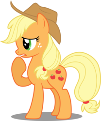 Size: 3000x3601 | Tagged: safe, artist:dashiesparkle, applejack, earth pony, pony, g4, party of one, .svg available, covering mouth, female, high res, looking at something, profile, simple background, solo, transparent background, vector