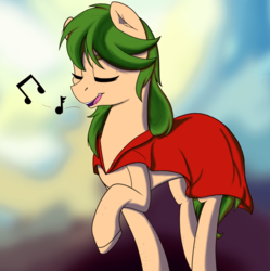 Size: 3841x3850 | Tagged: safe, artist:lula-moonarts, oc, oc only, pony, bard, clothes, fantasy class, high res, music notes, raised hoof, singing, solo