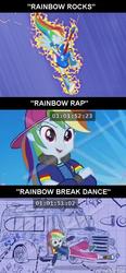 Size: 429x925 | Tagged: safe, screencap, rainbow dash, equestria girls, g4, get the show on the road, my little pony equestria girls: rainbow rocks, my little pony equestria girls: summertime shorts, breakdancing, clothes, converse, female, meme, rapper, rapper dash, shoes, studebaker, the rainbooms tour bus