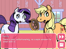 Size: 800x600 | Tagged: safe, artist:rwl, applejack, rarity, the difference between us, g4, dating sim