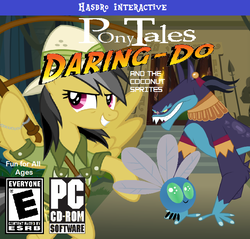 Size: 660x632 | Tagged: artist needed, safe, edit, ahuizotl, daring do, parasprite, pegasus, pony, g4, parody, veggietales, video game