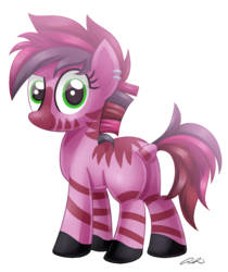 Size: 977x1162 | Tagged: safe, artist:iheartjapan789, oc, oc only, oc:berry ink, zebra, ear piercing, female, filly, piercing, simple background, solo, transparent background