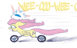 Size: 1280x800 | Tagged: safe, artist:heir-of-rick, fluttershy, original species, pegasus, pony, wheelpone, g4, alarm, colored sketch, driving, female, floppy ears, frown, hat, mare, nurse hat, open mouth, ponycycle, screaming, sketch, solo, wat, wide eyes, windswept mane