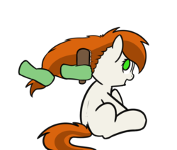 Size: 1173x992 | Tagged: safe, artist:neuro, oc, oc only, oc:anon, oc:brave, pony, brushing mane, disembodied hand, female, hairbrush, happy, looking back, mare, no pupils, offscreen character, open mouth, simple background, sitting, solo focus, transparent background