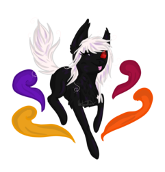 Size: 1400x1450 | Tagged: safe, artist:unbridle, oc, oc only, oc:midnight ruby, bat pony, pony, colors, one eye closed, raised tail, red eyes, tail, tongue out