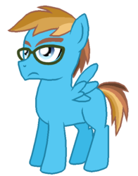 Size: 450x575 | Tagged: safe, artist:crazynutbob, oc, oc only, oc:puzzle run, colt, deadpan, glasses, male, next generation, offspring, parent:quibble pants, parent:rainbow dash, parents:quibbledash, simple background, solo, son, thick eyebrows, transparent background