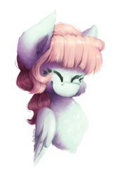 Size: 766x1147 | Tagged: safe, artist:crownedspade, oc, oc only, pegasus, pony, bust, eyes closed, female, mare, portrait, simple background, smiling, solo, transparent background