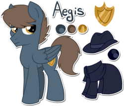 Size: 1131x973 | Tagged: safe, artist:tambelon, oc, oc only, oc:aegis, pegasus, pony, clothes, male, reference sheet, simple background, solo, stallion, transparent background