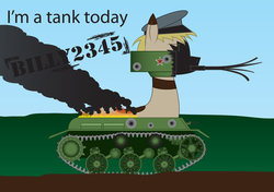 Size: 3716x2621 | Tagged: safe, artist:billy2345, tank pony, burning, butt fire, fire, high res, scorched, solo, tank (vehicle), wat