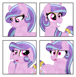 Size: 1139x1147 | Tagged: safe, artist:tambelon, oc, oc only, oc:succulent scent, crystal pony, pony, expressions, female, mare, solo