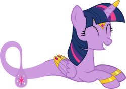 Size: 9081x6400 | Tagged: safe, artist:parclytaxel, twilight sparkle, alicorn, genie, genie pony, pony, ain't never had friends like us, ask genie twilight, g4, .svg available, absurd resolution, armband, bottle, eyes closed, female, gem, grin, headband, horn, horn ring, jewelry, mare, prone, relaxing, simple background, smiling, solo, transparent background, twilight sparkle (alicorn), vector, wing jewelry