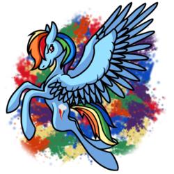 Size: 1000x1000 | Tagged: safe, artist:stereo-of-the-heart, rainbow dash, pony, g4, female, flying, solo, spread wings, wings