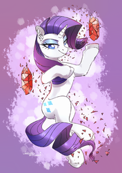 Size: 1725x2431 | Tagged: safe, artist:lavendersweet69, rarity, g4, female, gem, shards, shattered, signature, smiling, solo