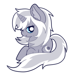Size: 2755x2827 | Tagged: safe, artist:amberlea-draws, oc, oc only, oc:frozen raine, pony, unicorn, bedroom eyes, chibi, cutie mark, high res, prone, simple background, solo, transparent background, vector