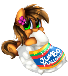 Size: 2550x2850 | Tagged: safe, artist:pridark, oc, oc only, oc:endra, cute, eating, food, high res, hoof hold, marshmallow, solo