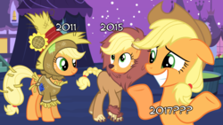 Size: 1920x1080 | Tagged: safe, applejack, earth pony, pony, g4, luna eclipsed, scare master, animal costume, applelion, clothes, costume, female, mare, nightmare night, nightmare night costume, scarecrow, the wizard of oz