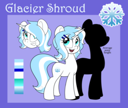 Size: 1200x1015 | Tagged: safe, artist:dativyrose, oc, oc only, oc:glacier shroud, cute, female, reference sheet, smiling, solo