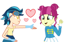 Size: 955x558 | Tagged: safe, artist:lemon-zest17, indigo zap, majorette, sweeten sour, equestria girls, g4, shipping, sweetenzap