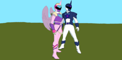 Size: 1367x678 | Tagged: safe, artist:darthcraftus, princess cadance, shining armor, g4, equestria sentai ponyranger, female, male, power rangers, sentaified, ship:shiningcadance, shipping, straight, super sentai