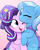 Size: 1262x1570 | Tagged: safe, artist:moozua, starlight glimmer, trixie, pony, unicorn, g4, blushing, cape, clothes, cute, duo, duo female, eyes closed, female, forehead kiss, hat, kissing, kissy face, lesbian, mare, ship:startrix, shipping, trixie's cape, trixie's hat