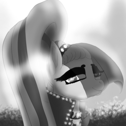 Size: 1550x1550 | Tagged: safe, artist:brainiac, coloratura, earth pony, pony, g4, black and white, countess coloratura, female, grayscale, monochrome, solo