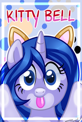 Size: 1024x1512 | Tagged: safe, artist:iheartjapan789, oc, oc only, oc:kitty bell, pony, unicorn, female, mare, solo, tongue out
