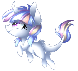 Size: 1690x1545 | Tagged: safe, artist:scarlet-spectrum, oc, oc only, oc:lore, pony, unicorn, commission, curved horn, cute, female, filly, horn, raised hoof, simple background, smiling, solo, transparent background