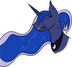 Size: 1024x949 | Tagged: safe, artist:taylorgans, princess luna, alicorn, pony, g4, anatomically incorrect, bust, eyes closed, female, happy, mare, portrait, sidemouth, simple background, smiling, solo, transparent background