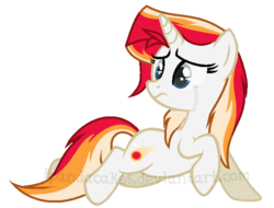 Size: 658x501 | Tagged: safe, artist:ipandacakes, oc, oc only, oc:solar flare, pony, unicorn, crying, female, mare, offspring, parent:fire streak, parent:sunset shimmer, simple background, solo, transparent background