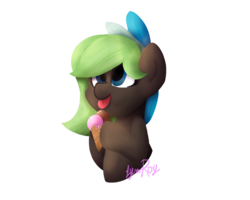 Size: 1500x1200 | Tagged: safe, artist:lyres-art, oc, oc only, oc:bright idea, cute, food, ice cream, licking, solo, tongue out