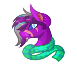 Size: 2177x1913 | Tagged: safe, artist:amazing-artsong, oc, oc only, oc:midnight auralipse, earth pony, pony, bust, clothes, female, mare, portrait, scarf, simple background, solo, transparent background