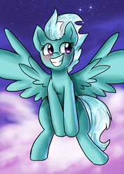 Size: 824x1160 | Tagged: safe, artist:not-ordinary-pony, fleetfoot, pony, g4, cloud, female, looking away, mare, night, sitting, solo, spread wings, starry night, stars, wings