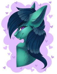 Size: 1024x1325 | Tagged: safe, artist:pinkxei, oc, oc only, oc:cloudy, earth pony, pony, bust, female, mare, portrait, smiling, solo