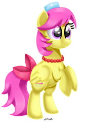 Size: 836x1230 | Tagged: safe, artist:iheartjapan789, oc, oc only, oc:feather glaze, pegasus, pony, female, hat, jewelry, mare, necklace, simple background, smiling, solo, transparent background