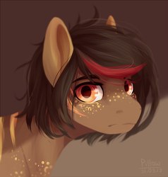 Size: 820x863 | Tagged: safe, artist:graypillow, oc, oc only, freckles, frown, looking at you