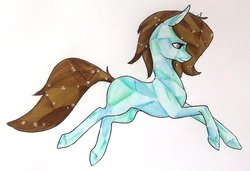 Size: 1024x699 | Tagged: safe, artist:oneiria-fylakas, oc, oc only, oc:alligator ave, crystal pony, pony, female, mare, solo, traditional art