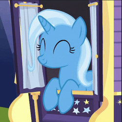 Size: 398x398 | Tagged: safe, screencap, trixie, pony, g4, to where and back again, cropped, cute, eyes closed, female, happy, mare, solo, stars