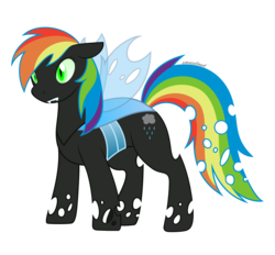 Size: 2000x1853 | Tagged: safe, artist:cloudyrei, rainbow dash, changeling, g4, blue changeling, changelingified, dashling, female, simple background, solo, species swap, transparent background