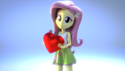 Size: 1920x1080 | Tagged: safe, artist:efk-san, fluttershy, equestria girls, g4, 3d, clothes, cute, cutie mark on clothes, female, fluttershy's skirt, hairpin, heart, looking at you, shyabetes, skirt, sleeveless, smiling, solo, source filmmaker, tank top