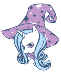 Size: 968x1170 | Tagged: safe, artist:v-mordecai, trixie, pony, unicorn, g4, bust, clothes, female, hat, limited palette, mare, partial color, portrait, simple background, solo, trixie's hat, white background